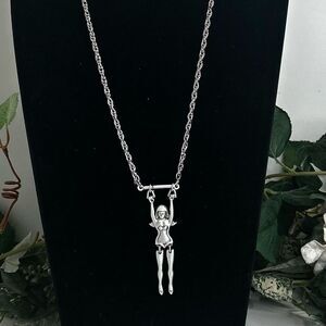 Pendant Necklace Women's Articulated Silver Tone Gymnast 24”